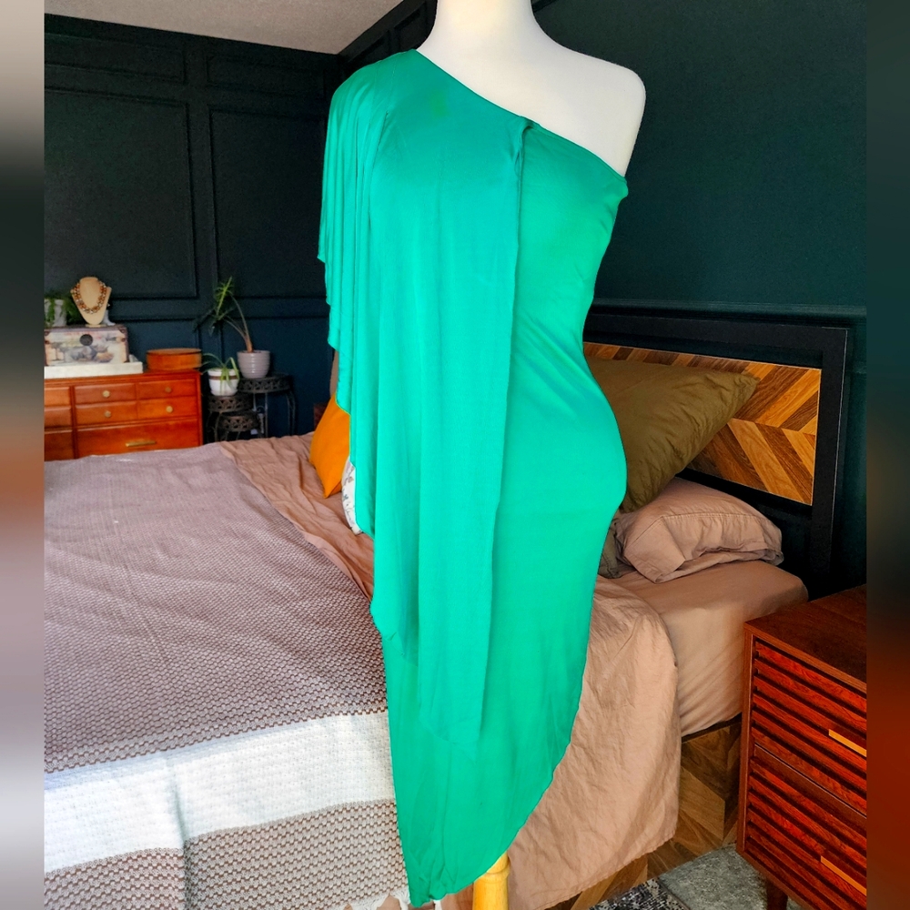 ASOS Asymmetrical One Shoulder Green Dress